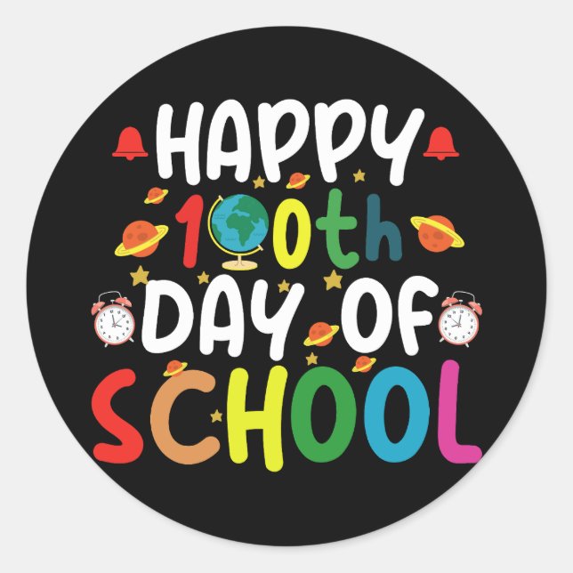 Sticker Rond Joyeux 100e jour de l'enseignant étudiant (Devant)