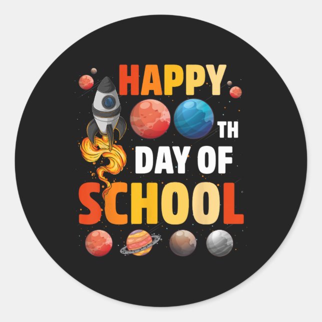 Sticker Rond Joyeux 100E Jour D'École Enseignant Espace Extra-A (Devant)