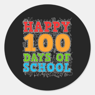 Sticker Rond Joyeux 100e Jour D'Enseignant Étudiant Enfants 100