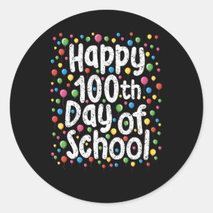 Sticker Rond Joyeux 100E Jour D'Enseignants Étudiants Jeunesse