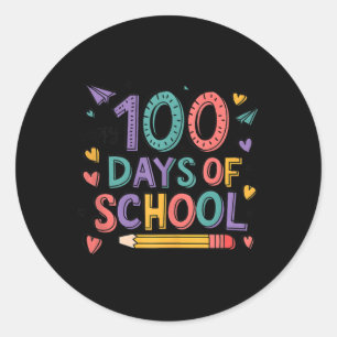 Sticker Rond Joyeux 100e jour école mignonne 100 jours Enseigna