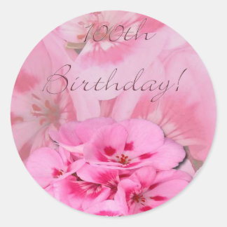 Sticker Rond Joyeux 100ème anniversaire/hydrangeas