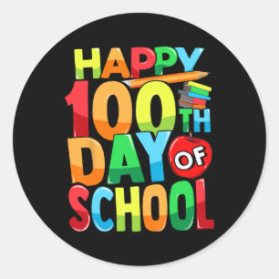 Sticker Rond Joyeux 100ème Jour De L'École Enseignant Enfants E