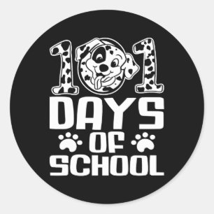 Sticker Rond Joyeux 101 Jours Mignonne Chien 100 Jours Smarter 