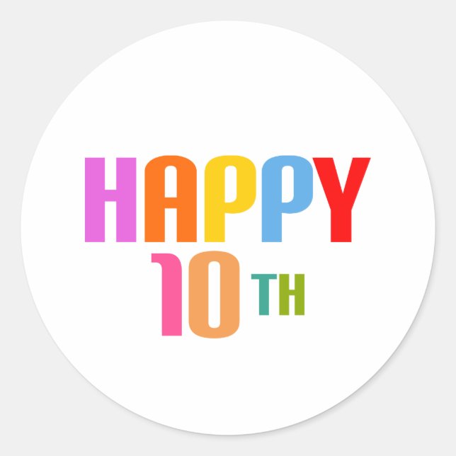 Sticker Rond Joyeux 10ème (Devant)