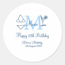 Joyeux 15e anniversaire bleu ajouter nom monogramm
