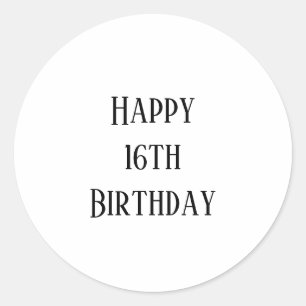 Sticker Rond Joyeux 16e anniversaire Seize âge personnalisé sim