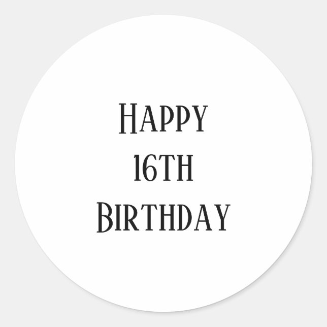 Sticker Rond Joyeux 16e anniversaire Seize âge personnalisé sim (Devant)