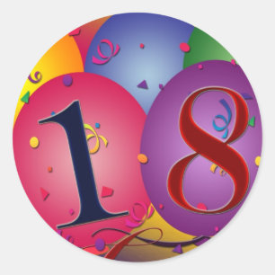 Sticker Rond Joyeux 18ème anniversaire !