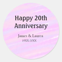 Joyeux 20e anniversaire rose violet pastel nom bol
