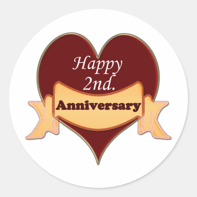 Sticker Rond Joyeux 2e. Anniversaire (Devant)