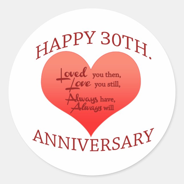 Sticker Rond Joyeux 30e anniversaire (Devant)