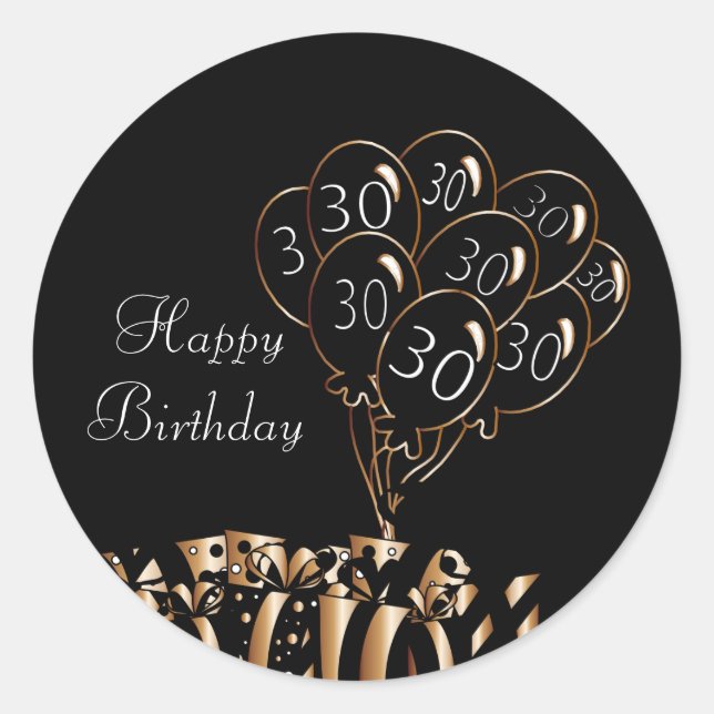 Sticker Rond Joyeux 30e anniversaire (Devant)