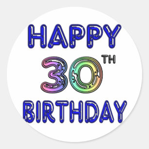 Sticker Rond Joyeux 30e anniversaire de design dans la police d
