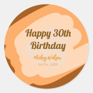 Sticker Rond Joyeux 30e anniversaire rustique bois Halloween au