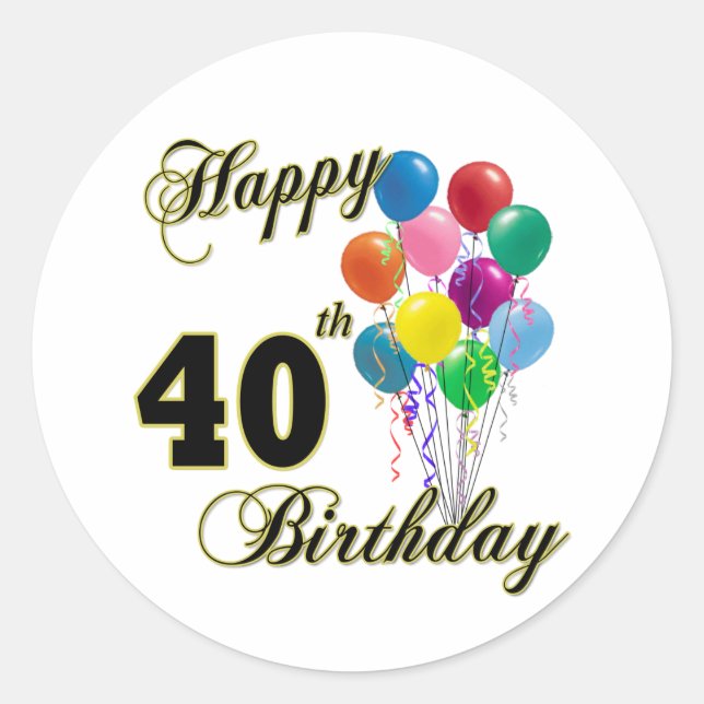 Sticker Rond Joyeux 40e anniversaire cadeaux et vêtements d'ann (Devant)