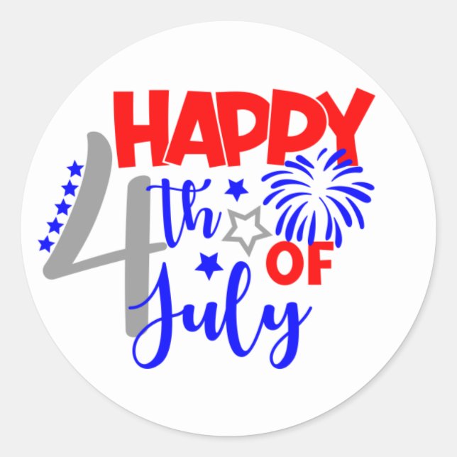 Sticker Rond Joyeux 4 juillet (Devant)