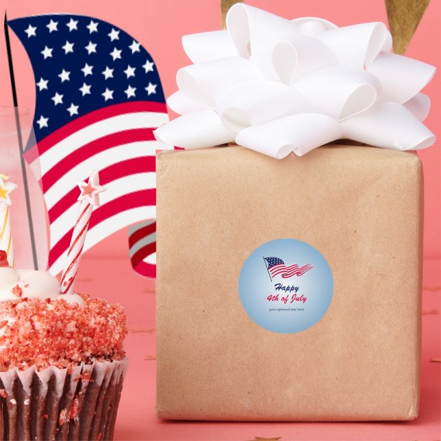 Sticker Rond Joyeux 4 juillet avec drapeau américain (Créateur téléchargé)
