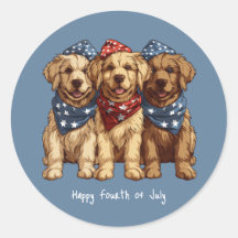 Joyeux 4 Juillet Chiens De Rétritrice D'Or