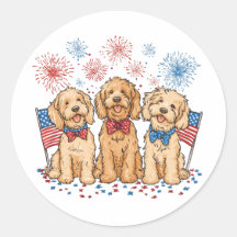 Joyeux 4 juillet Goldendoodle Dogs Fireworks