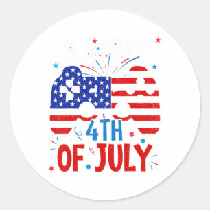Sticker Rond Joyeux 4 juillet jeu patriotique drapeau américain