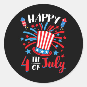 Sticker Rond Joyeux 4 juillet Patriotique Américain Drapeau Éta