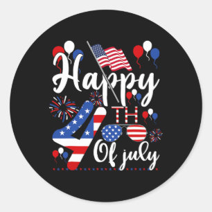 Sticker Rond Joyeux 4 Juillet Patriotique US Drapeau Américain