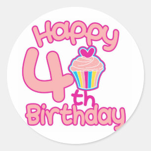 Sticker Rond Joyeux 4ème anniversaire !