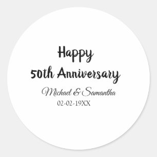 Sticker Rond Joyeux 50e anniversaire ajoutez nom du couple date