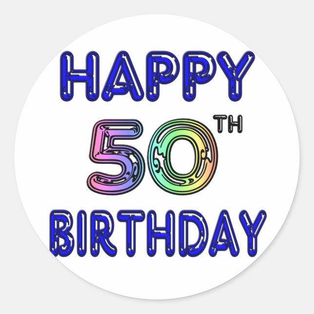 Sticker Rond Joyeux 50e anniversaire cadeaux et vêtements d'ann (Devant)