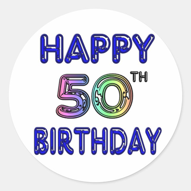 Sticker Rond Joyeux 50e anniversaire cadeaux et vêtements d'ann (Devant)