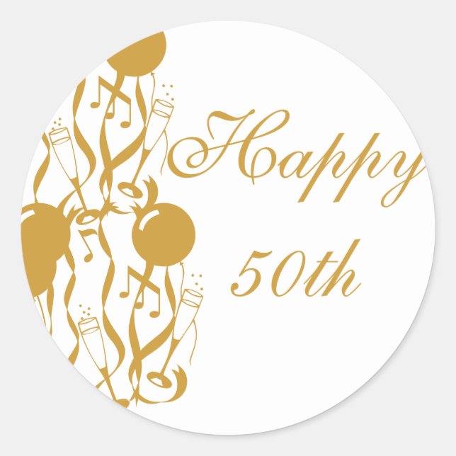 Sticker rond Joyeux 50h Anniversaire (Devant)