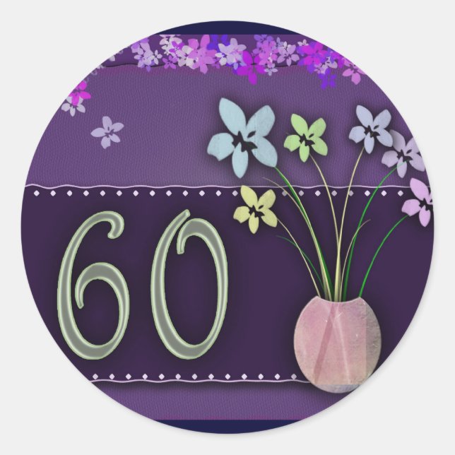 Sticker Rond Joyeux 60e anniversaire (Devant)