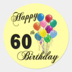 Sticker Rond Joyeux 60e anniversaire cadeaux et vêtements d'ann
