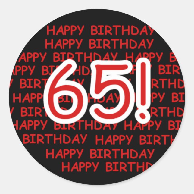 Sticker Rond Joyeux 65e anniversaire (Devant)