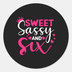 Sticker Rond Joyeux 6E Sweet Sassy Et Six 6