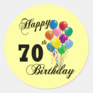 Sticker Rond Joyeux 70e anniversaire cadeaux et vêtements d'an