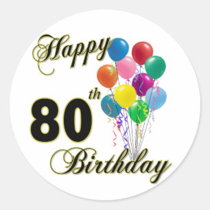 Sticker Rond Joyeux 80e anniversaire cadeaux et vêtements d'ann