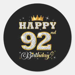 Sticker Rond Joyeux 92e Anniversaire 92 Ans Femmes Hommes Anniv