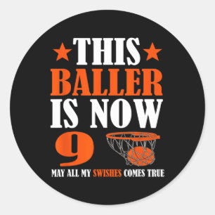 Sticker Rond Joyeux 9e anniversaire Basketball 9e anniversaire