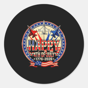 Sticker Rond Joyeux américain 1776 2026 États-Unis patriotique