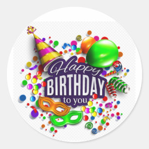 Sticker Rond Joyeux anniversaire