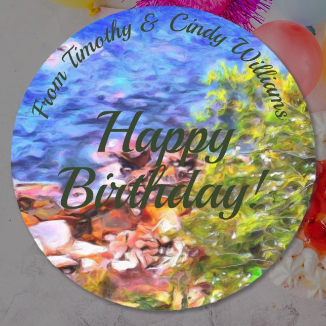 Sticker Rond Joyeux anniversaire 0819 (Créateur téléchargé)