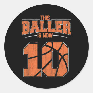 Sticker Rond Joyeux anniversaire 10e 10 ans Basketball Garçons