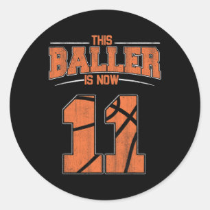 Sticker Rond Joyeux anniversaire 11e 11 ans Basketball Boys El