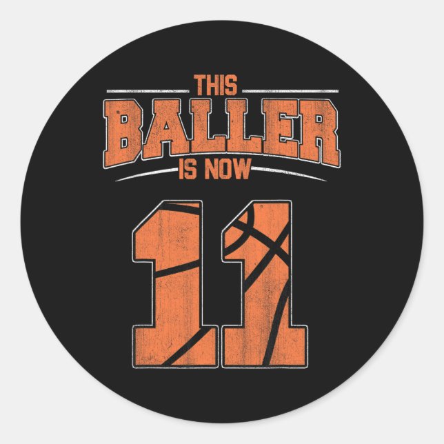 Sticker Rond Joyeux anniversaire 11e 11 ans Basketball Boys El (Devant)