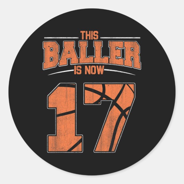 Sticker Rond Joyeux Anniversaire 17 Ans Basketball Garçons Seve (Devant)