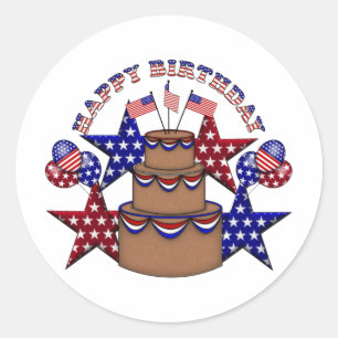 Sticker Rond Joyeux anniversaire 4 juillet