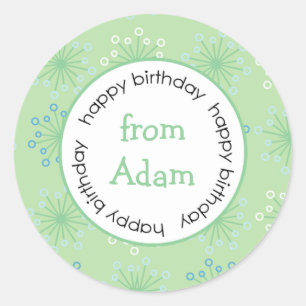 Sticker Rond Joyeux anniversaire à/de l'autocollant (#LABL027)