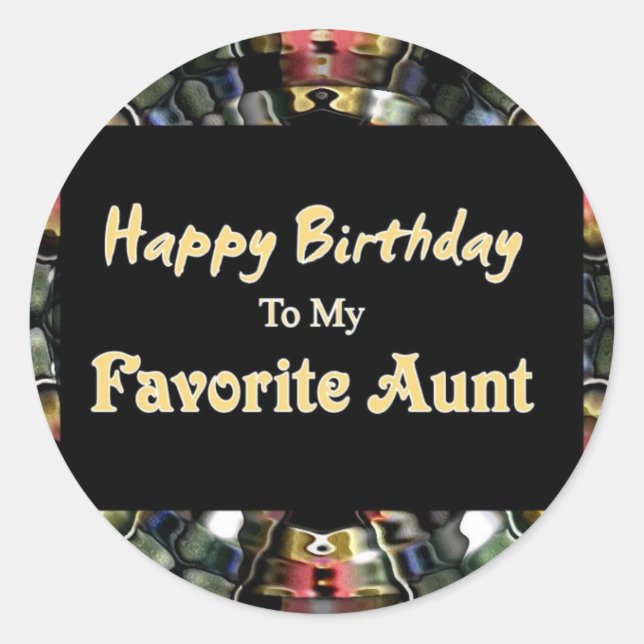 Sticker Rond Joyeux Anniversaire À Ma Tante Préférée (Devant)